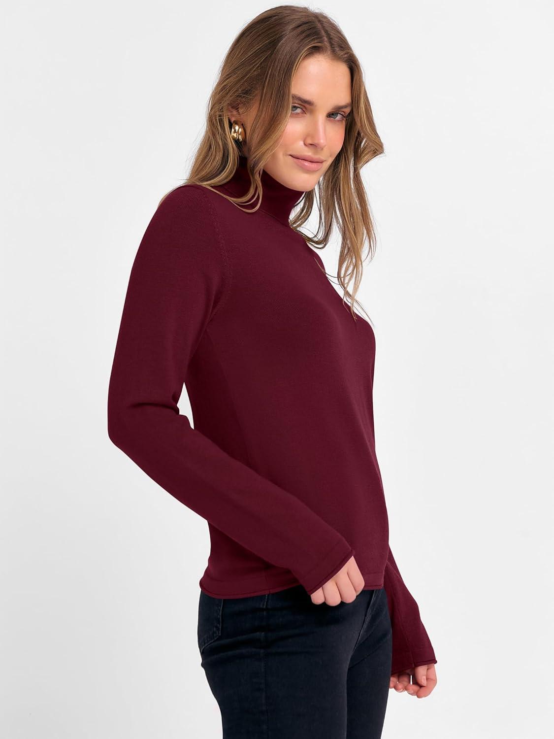 imageANRABESS Womens Turtleneck Long Sleeve Sweater Tops Casual Soft Knit Fit Lightweight Basic Pullover 2025 Fall Work OutfitsWine Red