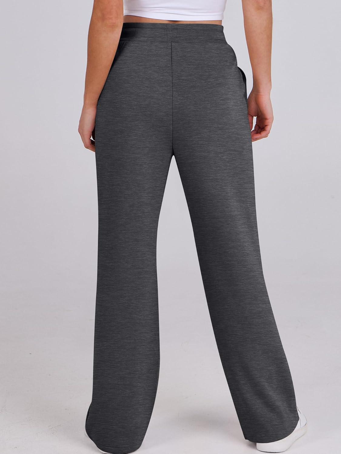imageANRABESS Womens Wide Leg Sweatpants High Waist Baggy Flared Pants Drawstring Athletic Joggers Sweat PantsDark Grey