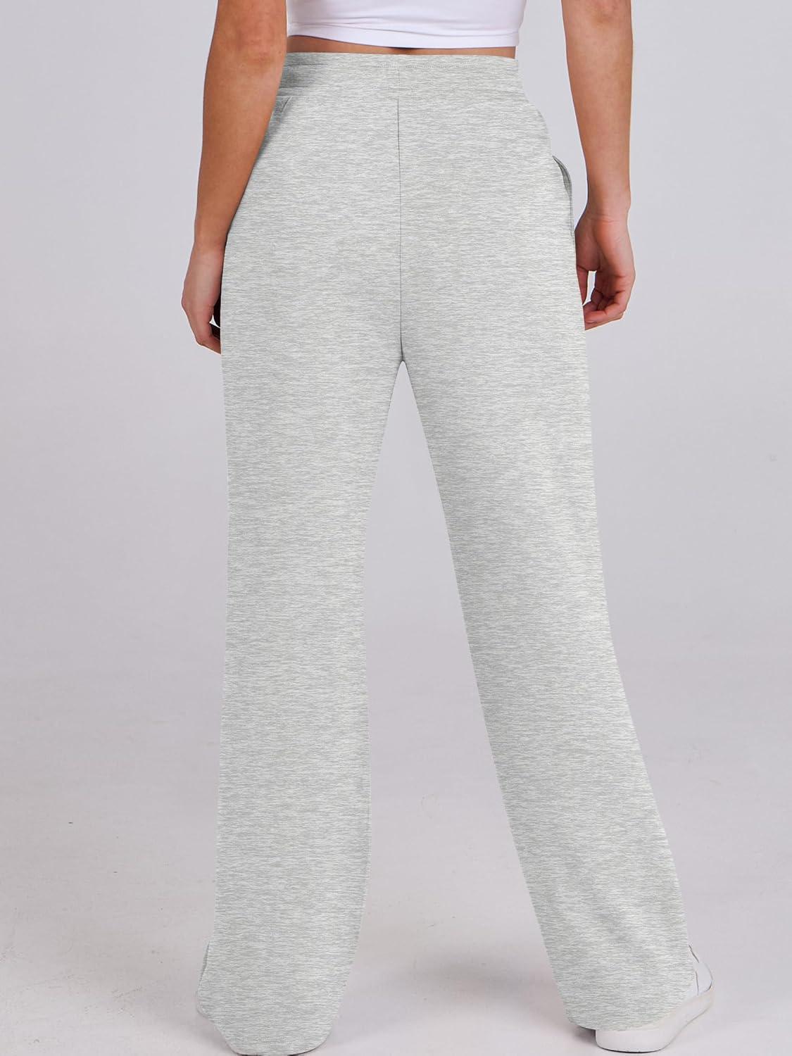 imageANRABESS Womens Wide Leg Sweatpants High Waist Baggy Flared Pants Drawstring Athletic Joggers Sweat PantsLight Grey