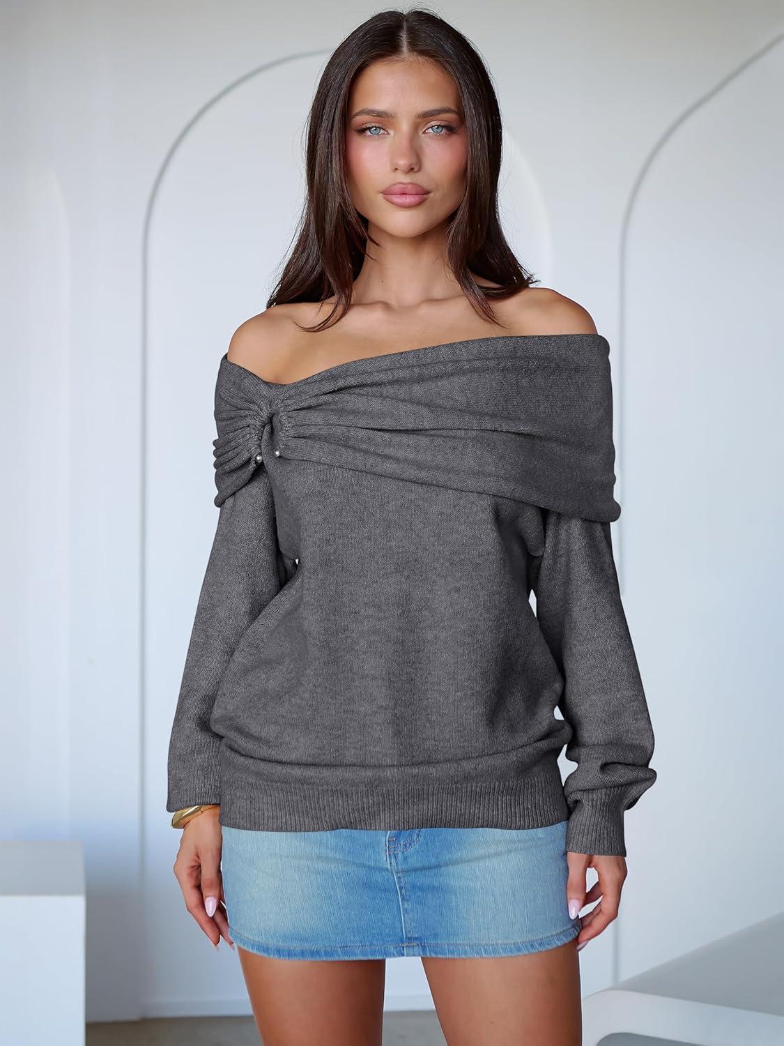 imageANRABESS Womens Wool Blend Off The Shoulder Long Sleeve Soft Knit Sweaters 2025 Fall OutfitsDeep Grey