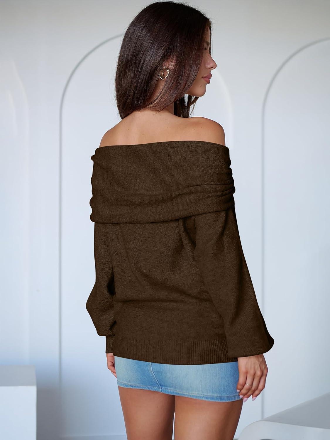 imageANRABESS Womens Wool Blend Off The Shoulder Long Sleeve Soft Knit Sweaters 2025 Fall OutfitsMocha