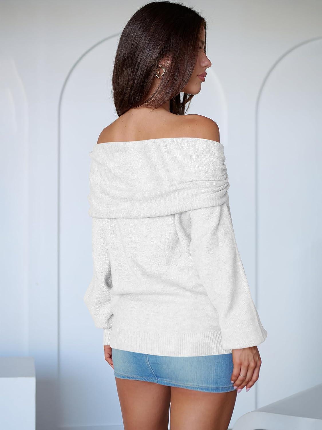 imageANRABESS Womens Wool Blend Off The Shoulder Long Sleeve Soft Knit Sweaters 2025 Fall OutfitsWhite