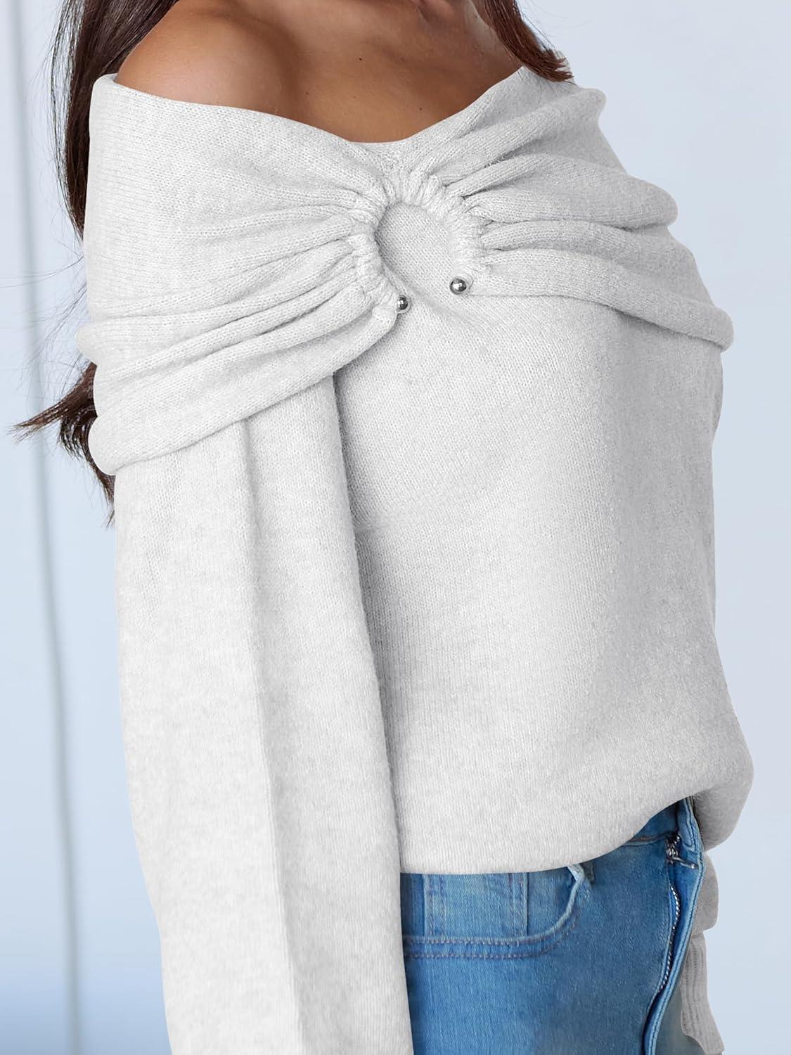 imageANRABESS Womens Wool Blend Off The Shoulder Long Sleeve Soft Knit Sweaters 2025 Fall OutfitsWhite