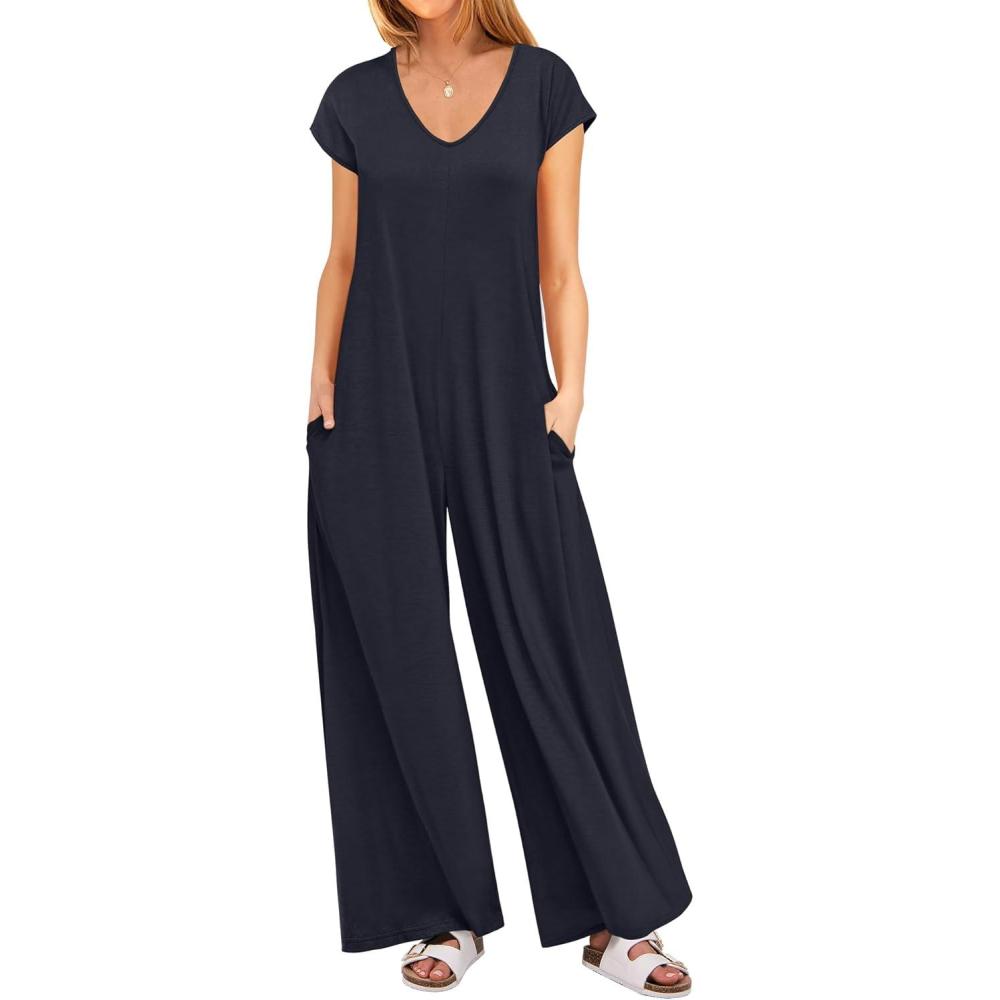 imageANRABESS Jumpsuits for Women 2025 Summer Casual Loose Cap Sleeve Crewneck Wide Leg Rompers Jumper One Piece Beach OutfitsNavy Blue