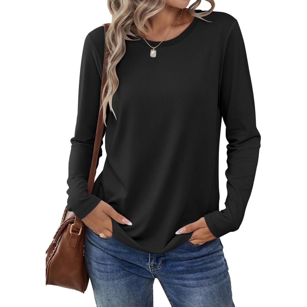 imageANRABESS Long Sleeve Shirts for Women Casual Crewneck Basic Tee Tshirts Loose Fit Curved Hem Tunic Top 2025 Fall OutfitsBlack