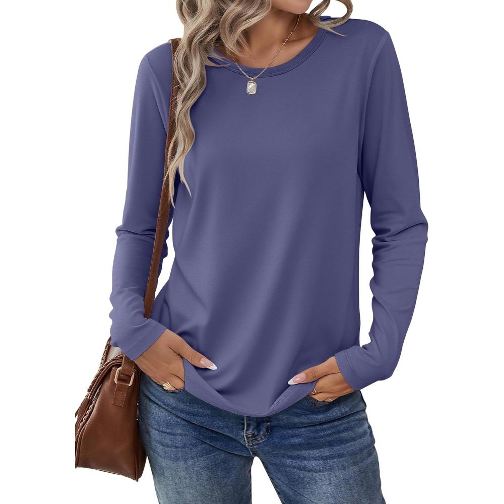 imageANRABESS Long Sleeve Shirts for Women Casual Crewneck Basic Tee Tshirts Loose Fit Curved Hem Tunic Top 2025 Fall OutfitsBlue Gray