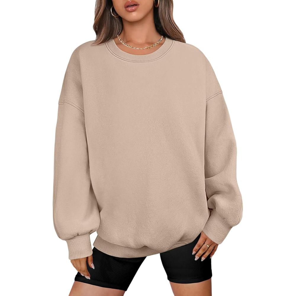 imageANRABESS Oversized Sweatshirt for Women Crewneck Y2K Hoodies Fleece Casual Comfy Pullover Top Fall Outfits Clothes 2025Apricot