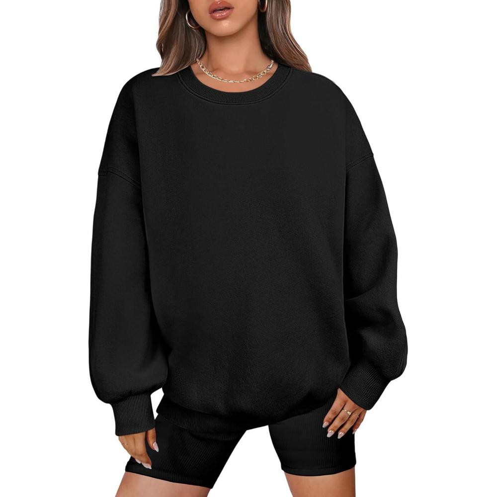 imageANRABESS Oversized Sweatshirt for Women Crewneck Y2K Hoodies Fleece Casual Comfy Pullover Top Fall Outfits Clothes 2025Black