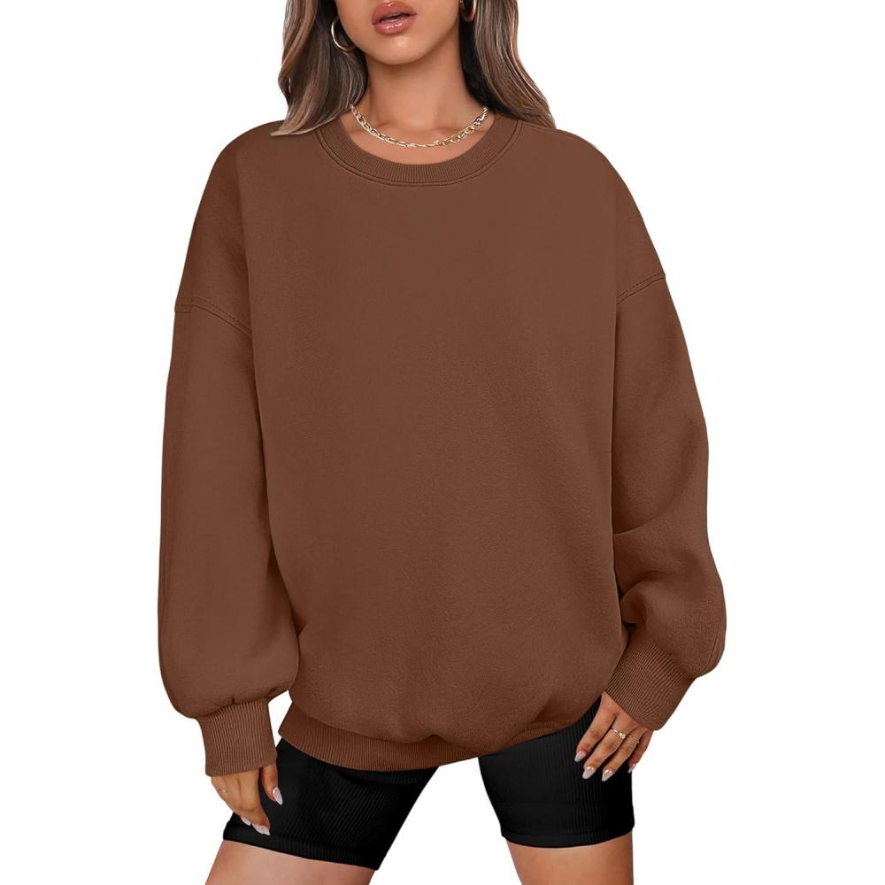 imageANRABESS Oversized Sweatshirt for Women Crewneck Y2K Hoodies Fleece Casual Comfy Pullover Top Fall Outfits Clothes 2025Coffee