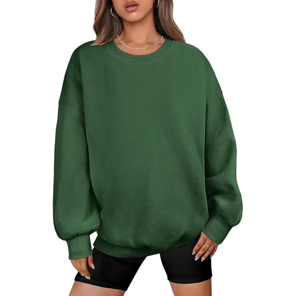 imageANRABESS Oversized Sweatshirt for Women Crewneck Y2K Hoodies Fleece Casual Comfy Pullover Top Fall Outfits Clothes 2025Deep Green