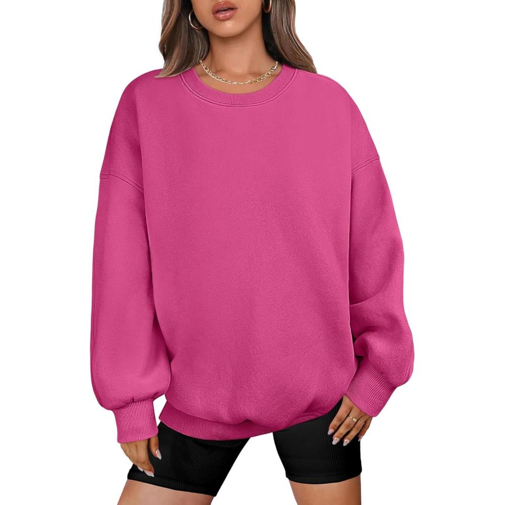 imageANRABESS Oversized Sweatshirt for Women Crewneck Y2K Hoodies Fleece Casual Comfy Pullover Top Fall Outfits Clothes 2025Hot Pink