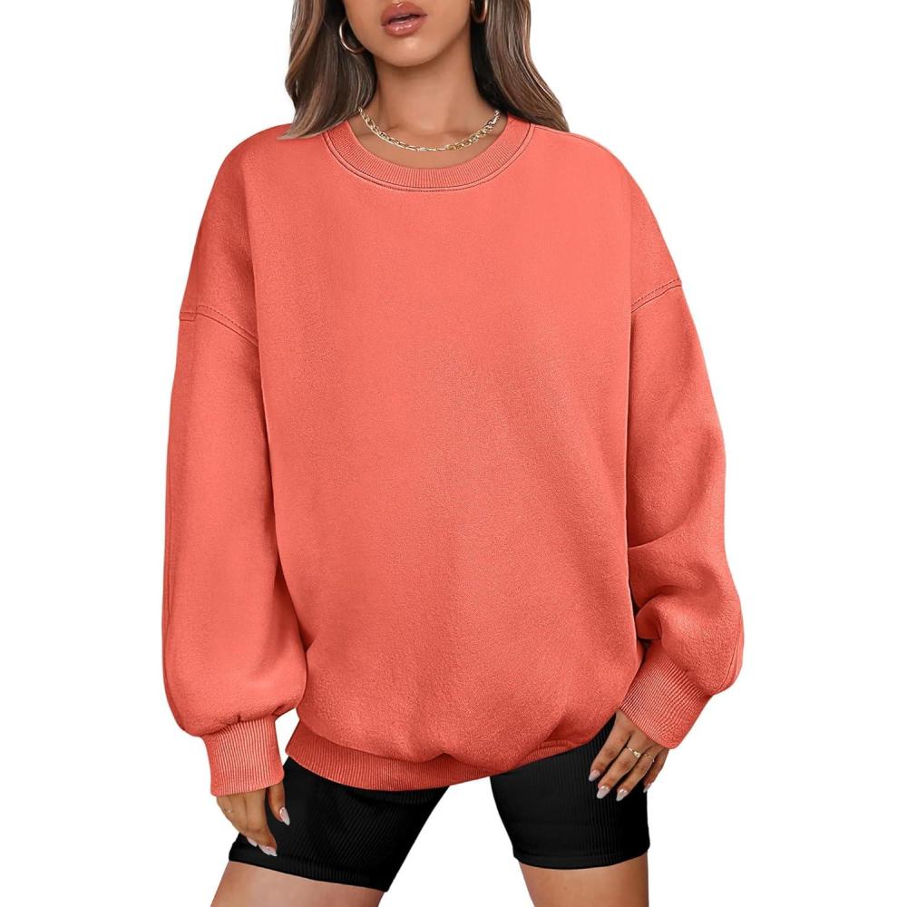 imageANRABESS Oversized Sweatshirt for Women Crewneck Y2K Hoodies Fleece Casual Comfy Pullover Top Fall Outfits Clothes 2025Orange Red