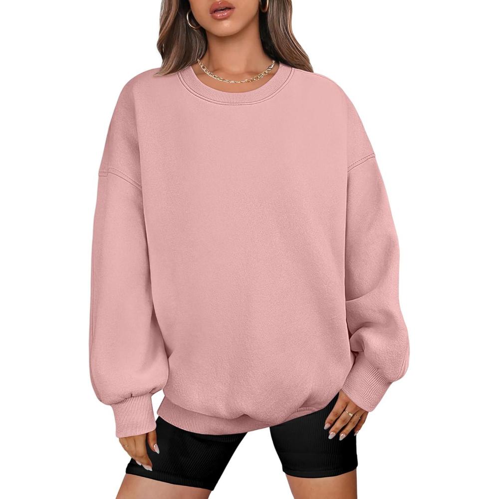 imageANRABESS Oversized Sweatshirt for Women Crewneck Y2K Hoodies Fleece Casual Comfy Pullover Top Fall Outfits Clothes 2025Pink