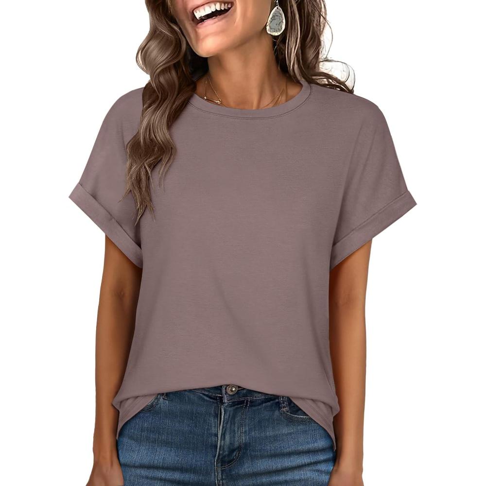imageANRABESS Oversized Tshirts for Women Summer Tops Short Sleeve Casual Loose Basic Tee Shirt Cute Outfits 2025 Trendy ClothesBrown