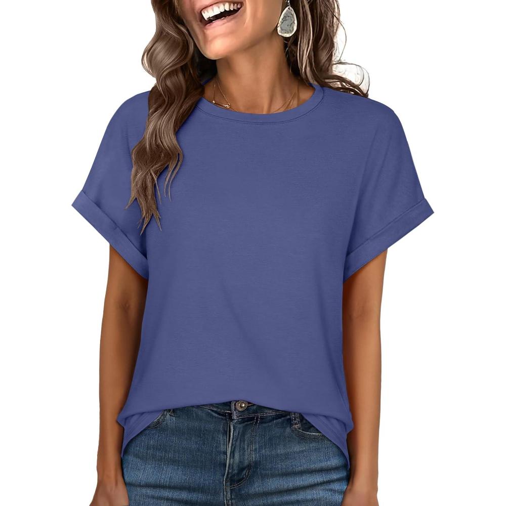 imageANRABESS Oversized Tshirts for Women Summer Tops Short Sleeve Casual Loose Basic Tee Shirt Cute Outfits 2025 Trendy ClothesGray Blue