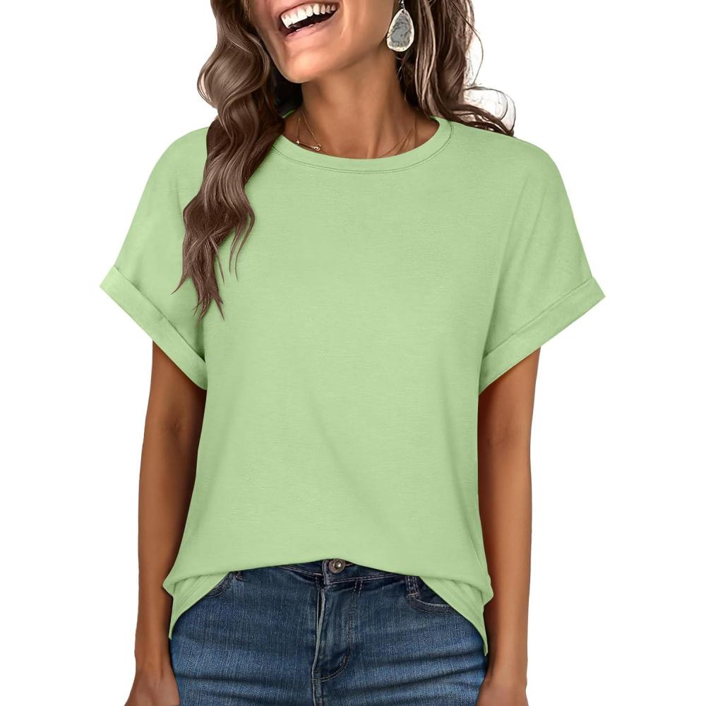 imageANRABESS Oversized Tshirts for Women Summer Tops Short Sleeve Casual Loose Basic Tee Shirt Cute Outfits 2025 Trendy ClothesLight Green