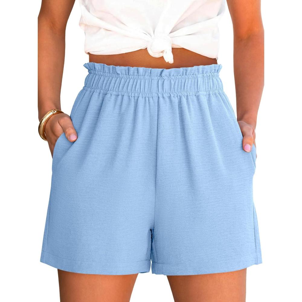 imageANRABESS Shorts for Women Summer Casual Elastic High Waisted Dressy Lounge Shorts Comfy Bottoms 2025 Beach Vacation ClothesBright Blue