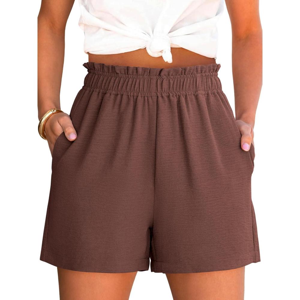 imageANRABESS Shorts for Women Summer Casual Elastic High Waisted Dressy Lounge Shorts Comfy Bottoms 2025 Beach Vacation ClothesCoffee