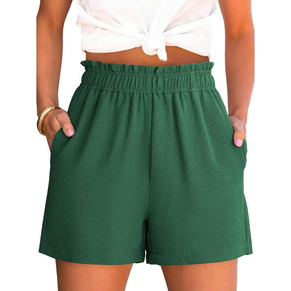 imageANRABESS Shorts for Women Summer Casual Elastic High Waisted Dressy Lounge Shorts Comfy Bottoms 2025 Beach Vacation ClothesForest Green