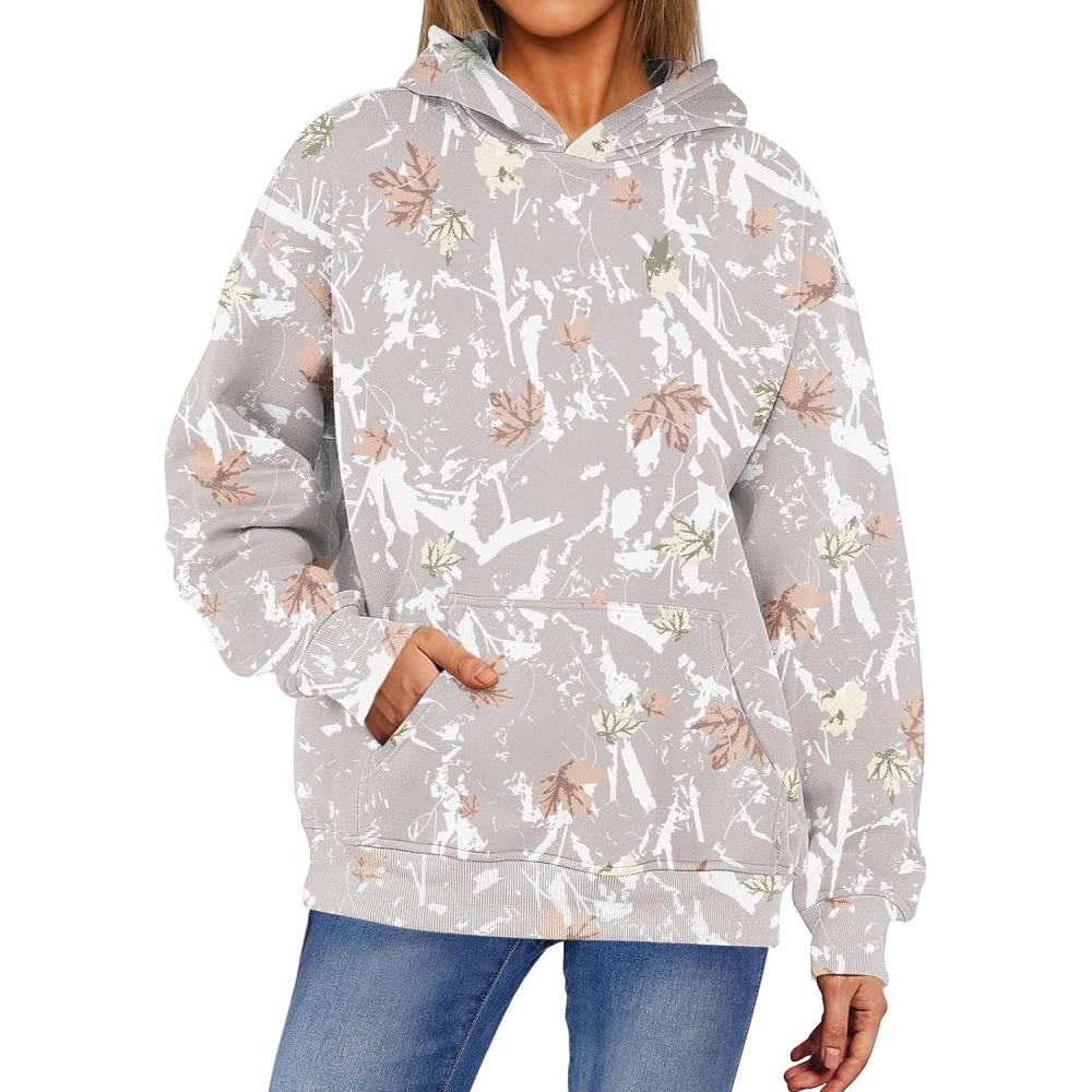 imageANRABESS Women Camo Hoodies Long Sleeve Maple Leaf Print Fleece Oversized Casual Pullover Sweatshirt 2025 Fall Preppy ClothesKhaki