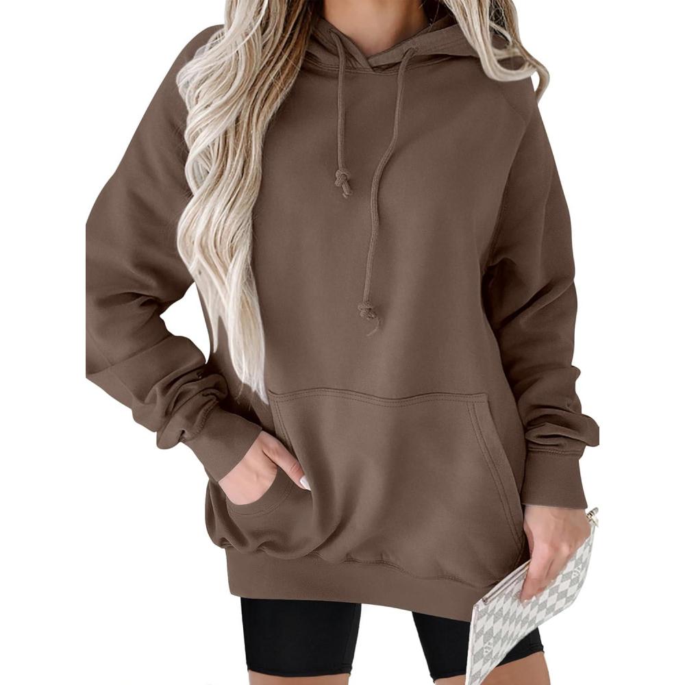 imageANRABESS Women Hoodies Long Sleeve Loose Fit Fleece Hooded Sweatshirts Drawstring Pullover Top With Pockets 2025 Fall OutfitsLight Brown