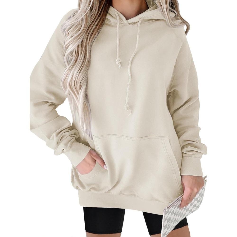 imageANRABESS Women Hoodies Long Sleeve Loose Fit Fleece Hooded Sweatshirts Drawstring Pullover Top With Pockets 2025 Fall OutfitsParchment