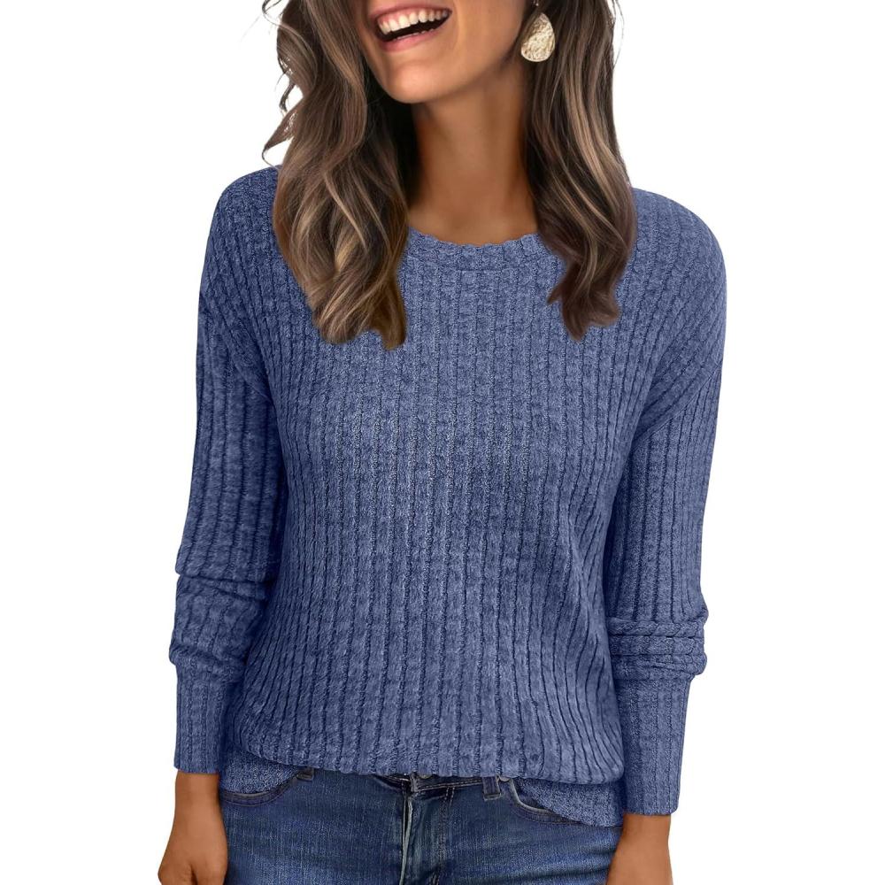 imageANRABESS Women Long Sleeve Shirts Business Casual Tunic Tops Fall Lightweight Sweaters Dressy Blouses 2025 Fashion OutfitsDark Blue