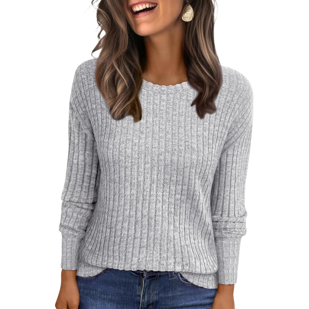 imageANRABESS Women Long Sleeve Shirts Business Casual Tunic Tops Fall Lightweight Sweaters Dressy Blouses 2025 Fashion OutfitsGrey