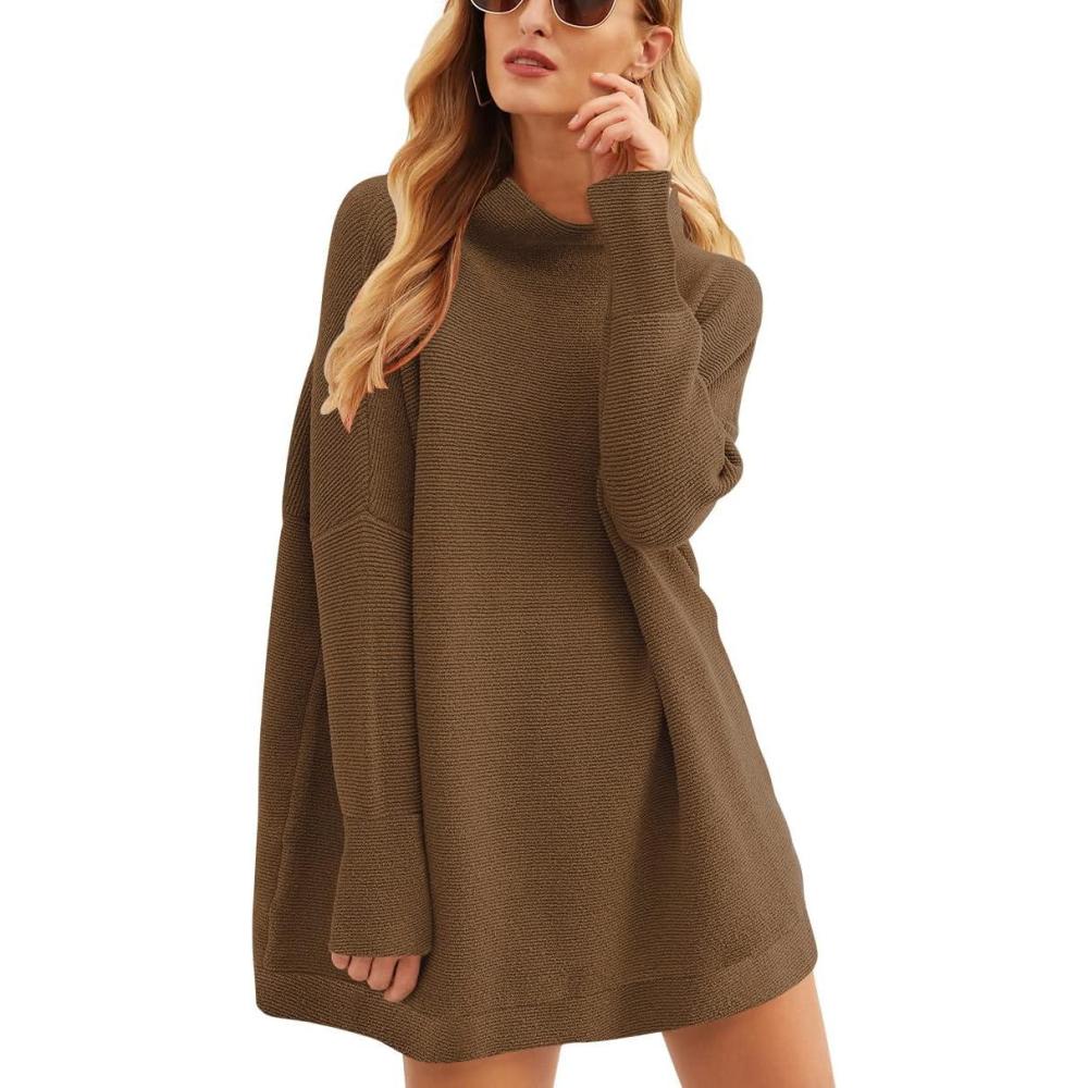 imageANRABESS Women Oversized Casual Loose Turtleneck Long Sleeve Slouchy Baggy Knit Tunic Sweaters Pullover 2025 Fall OutfitsCoffee