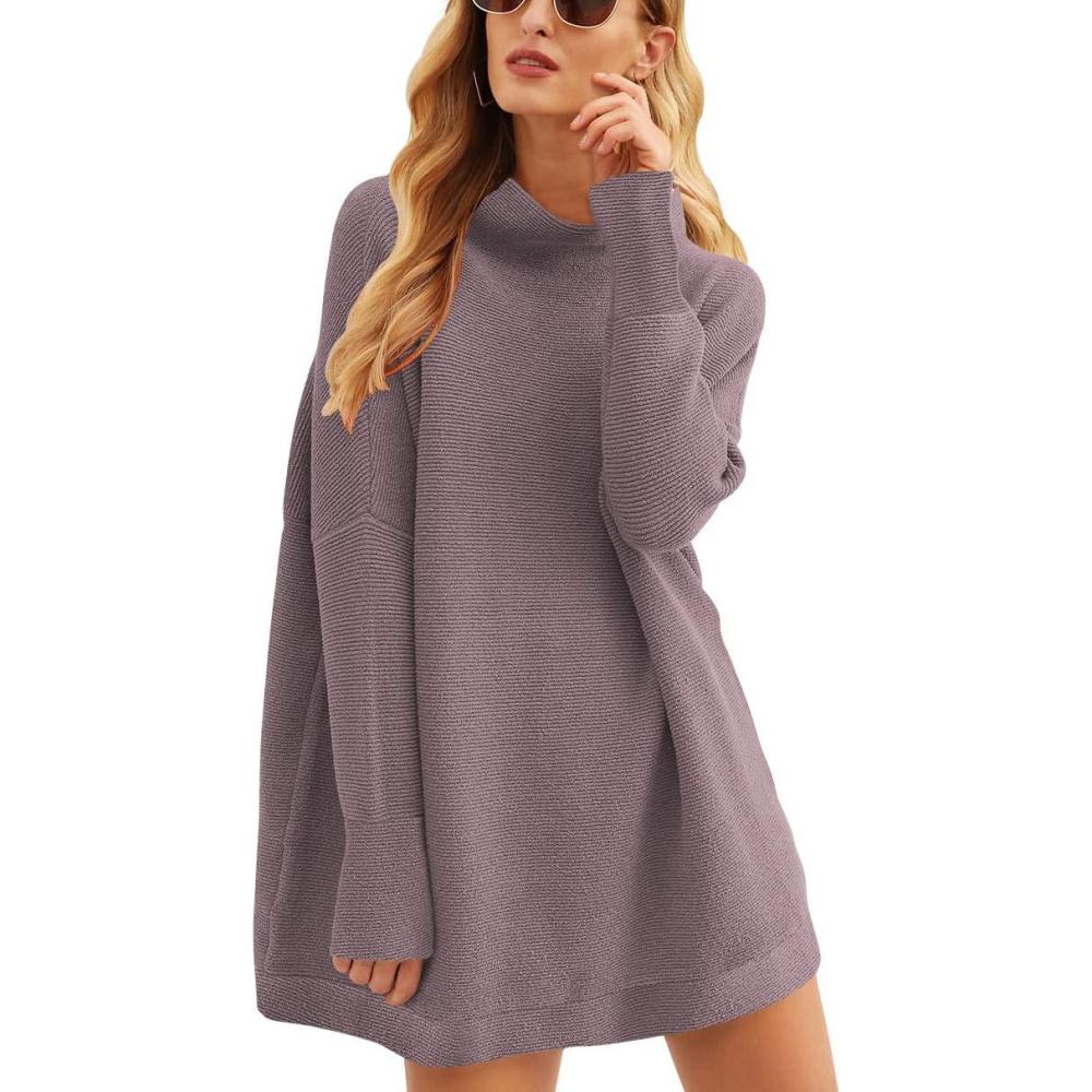 imageANRABESS Women Oversized Casual Loose Turtleneck Long Sleeve Slouchy Baggy Knit Tunic Sweaters Pullover 2025 Fall OutfitsPurple