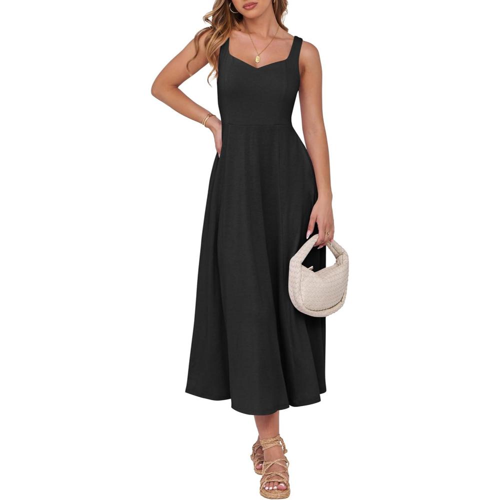 imageANRABESS Women Summer Casual Dress Sleeveless Smocked Back Tank Midi Dresses 2025 Beach Vacation Sundress with PocketsBlack