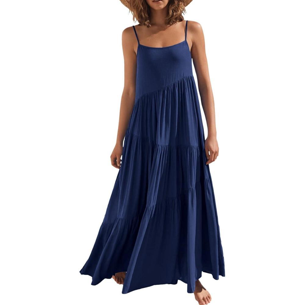 imageANRABESS Women Summer Casual Loose Sleeveless Sundress Spaghetti Strap Flowy Boho Linen Beach Vacation Maxi Long DressNavy Blue
