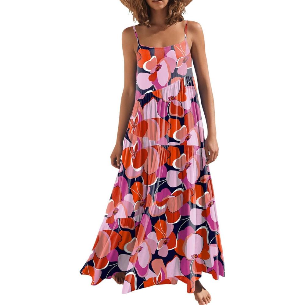 imageANRABESS Women Summer Casual Loose Sleeveless Sundress Spaghetti Strap Flowy Boho Linen Beach Vacation Maxi Long DressPrint Floral Butterfly