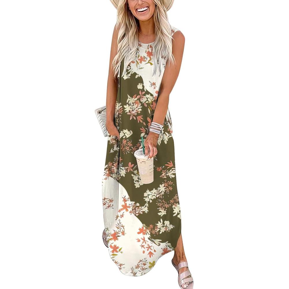 imageANRABESS Women Summer Maxi Dress Beach Vacation Sundress Sleeveless Casual Loose Shirt Dresses 2025 Travel OutfitsBrownbeige