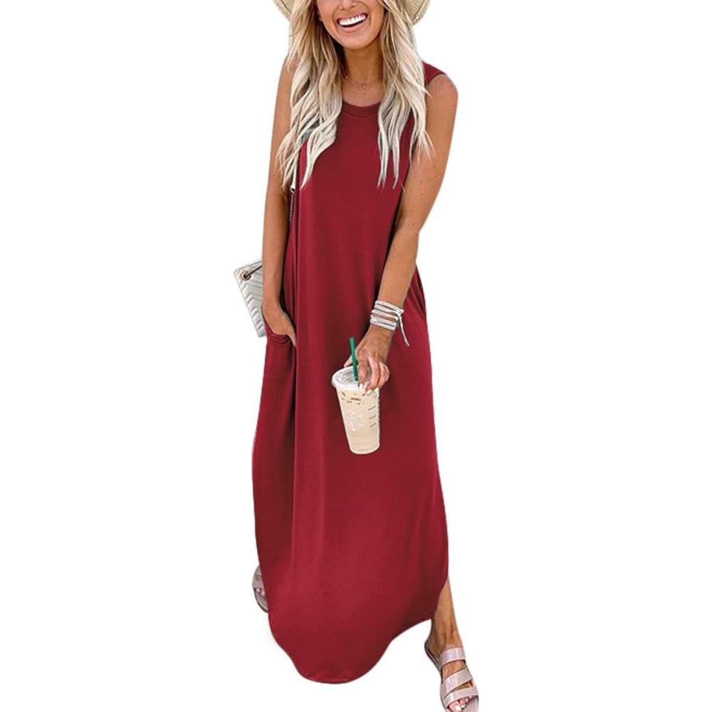 imageANRABESS Women Summer Maxi Dress Beach Vacation Sundress Sleeveless Casual Loose Shirt Dresses 2025 Travel OutfitsWinered