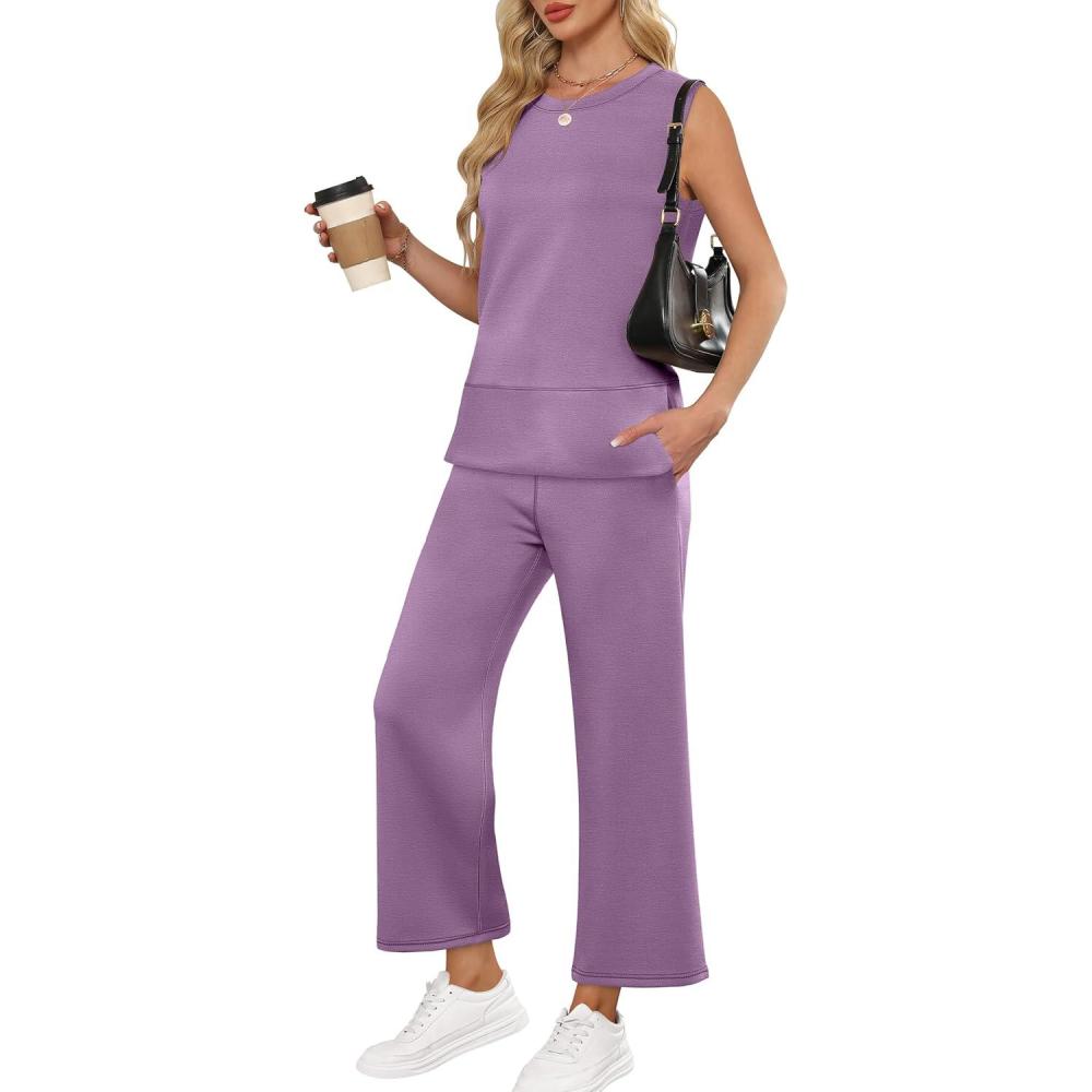 imageANRABESS Womens 2 Piece Outfits 2025 Summer Beach Vacation Clothes Fall Travel Casual Lounge Matching Sets SweatsuitsPurple