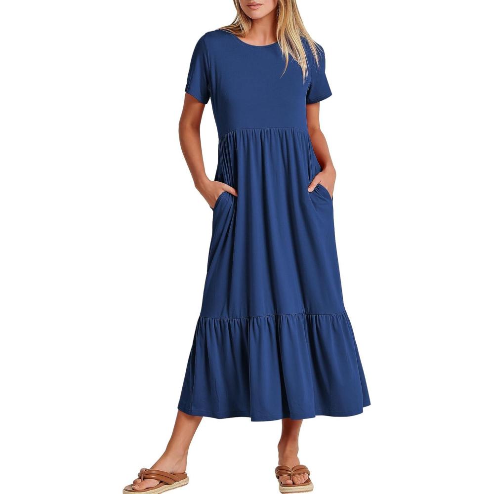 imageANRABESS Womens 2025 Summer Casual Maxi Dress A line Tiered Flowy Short Sleeve Crewneck T Shirt Beach Travel Long DressesBlue
