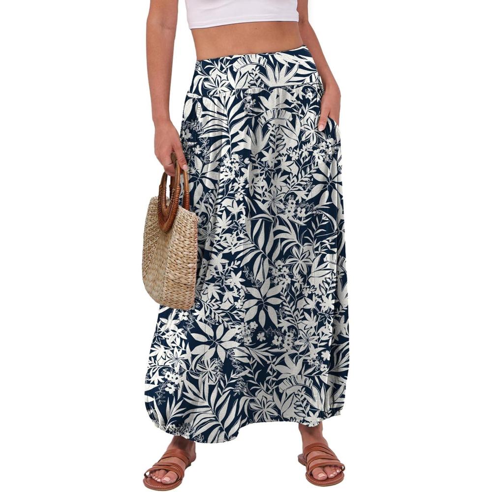 imageANRABESS Womens Maxi Skirts 2025 Fall Trendy Ankle Length High Waisted Boho Flowy Beach Long Skirt with Pockets FashionFloral Black