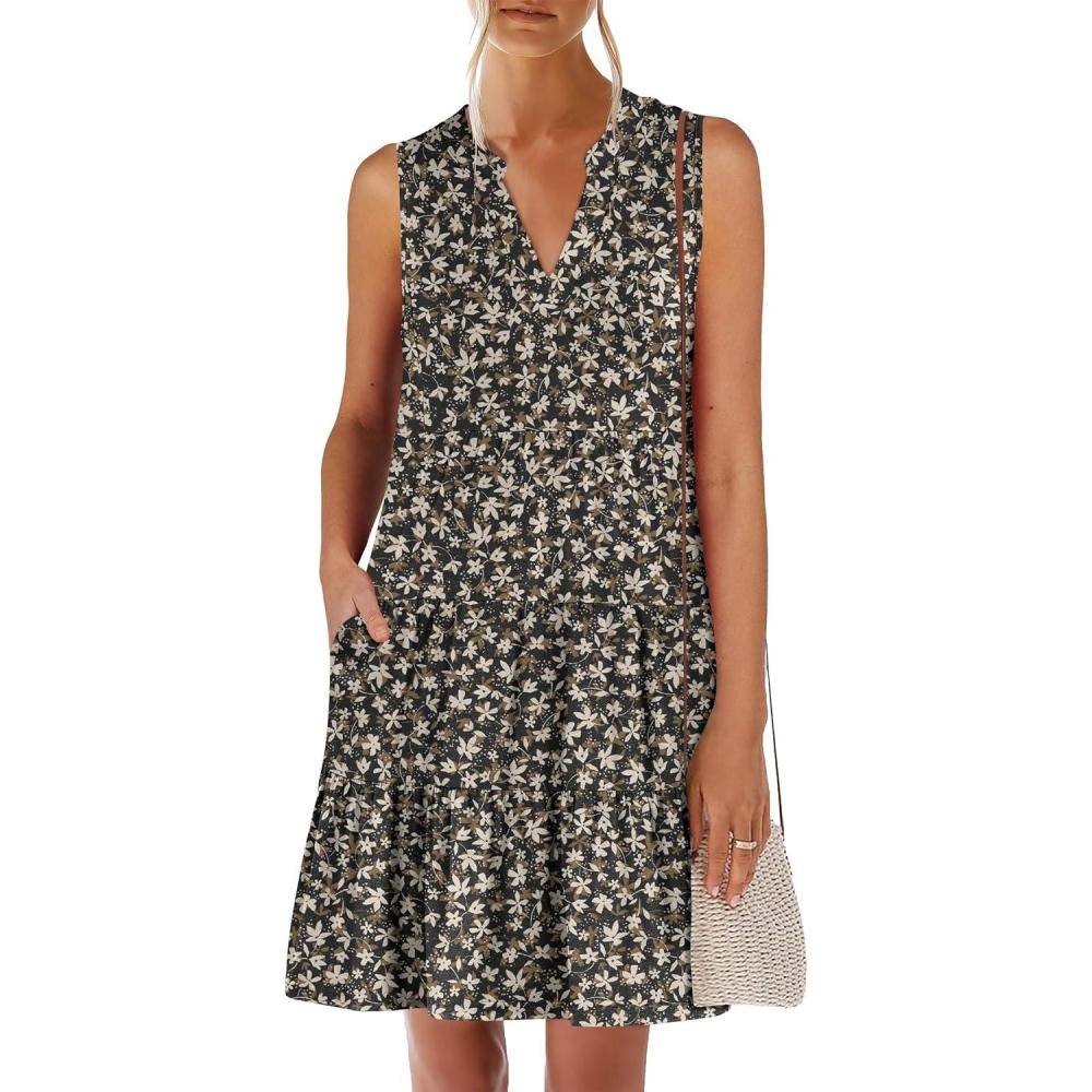 imageANRABESS Womens Mini Dresses Sleeveless V Neck Tiered Swing Going Out Beach Vacation Sundress 2025 Summer Casual OutfitsBlack White Floral