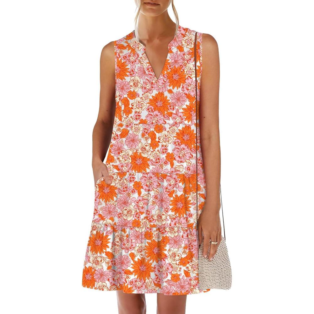 imageANRABESS Womens Mini Dresses Sleeveless V Neck Tiered Swing Going Out Beach Vacation Sundress 2025 Summer Casual OutfitsChrysanthemum Floral