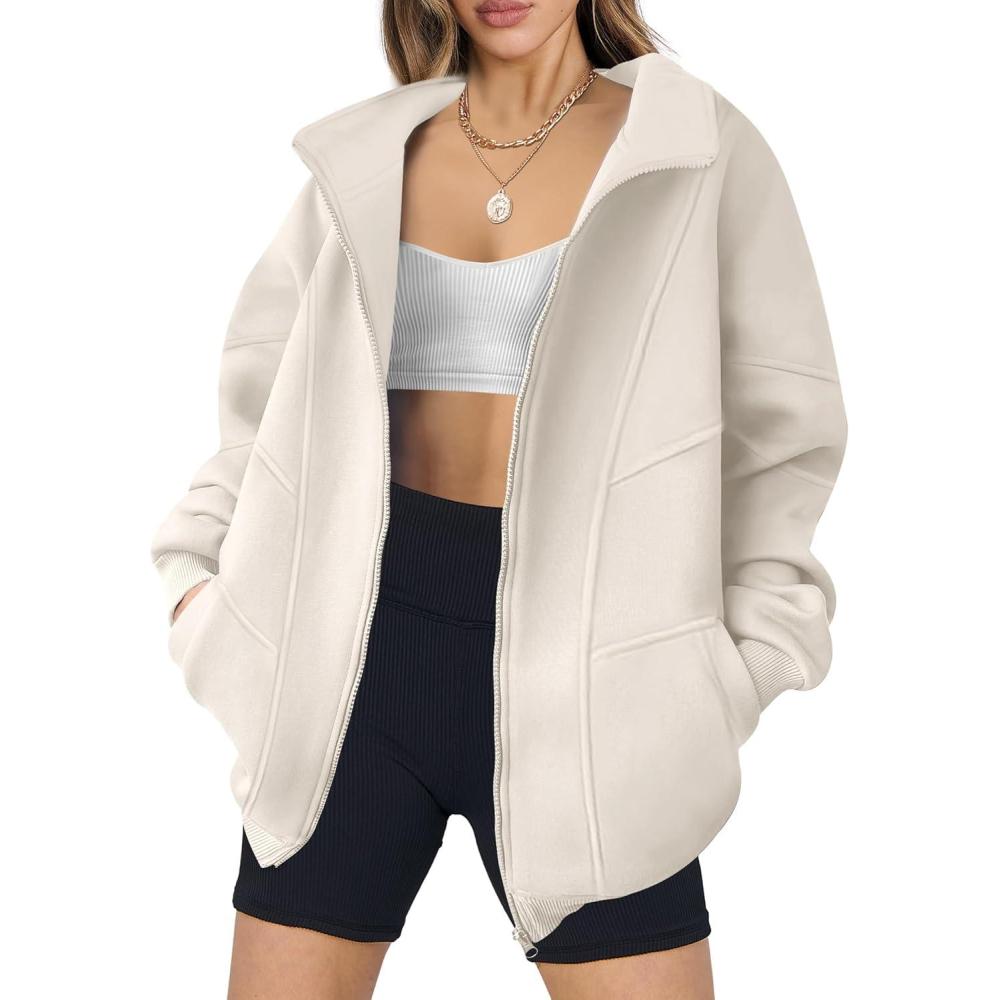 imageANRABESS Womens Oversized Full Zip Up Sweatshirts Jacket 2025 Fall Fleece Long Sleeve Hoodies OutfitsBeige