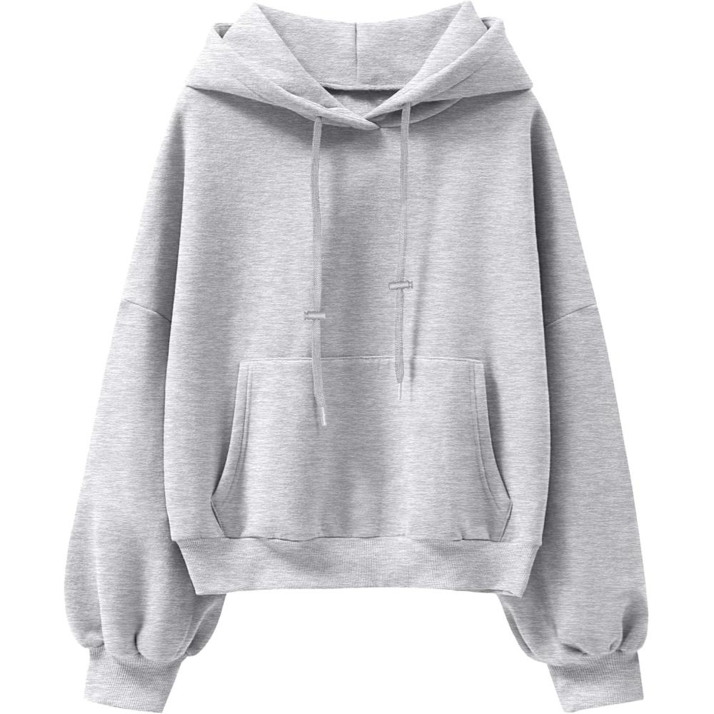imageANRABESS Womens Oversized Hoodies Lantern sleeve Fleece Sweatshirts 2025 Fall Winter Loose Pullover Preppy ClothesGrey