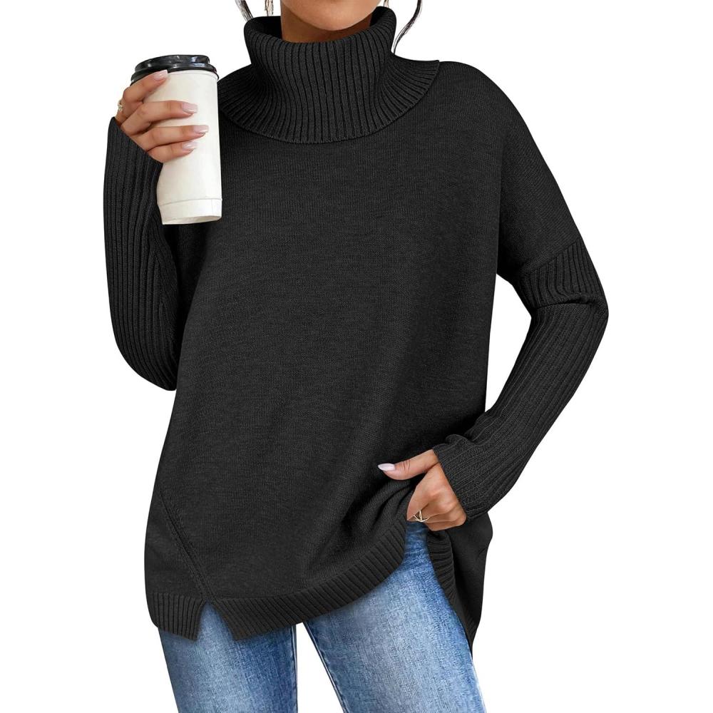 imageANRABESS Womens Oversized Sweater Turtleneck Long Sleeve Casual Knit Tunic Pullover Sweaters Tops 2025 Fall Winter OutfitsBlack