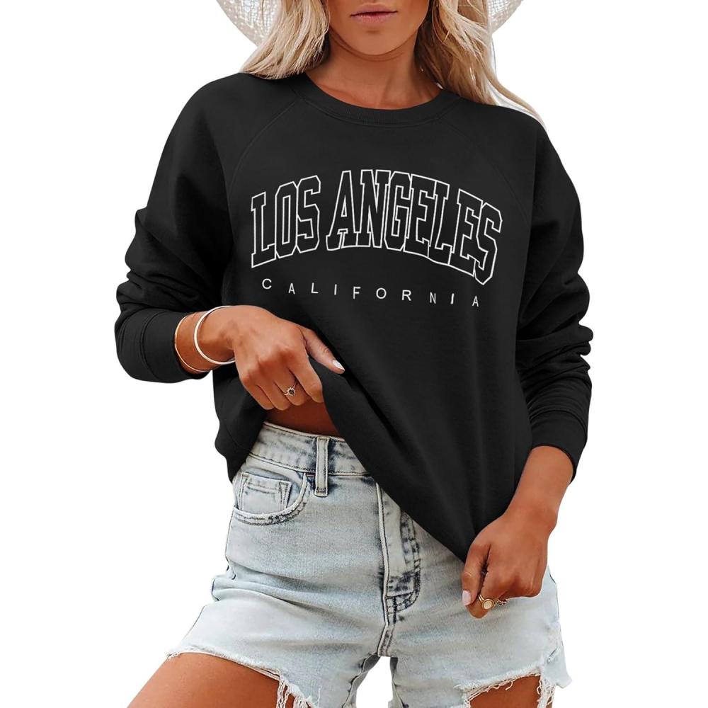 imageANRABESS Womens Oversized Sweatshirts Crewneck Long Sleeve Pullover Hoodies Graphic Cute Teen Girls Clothes 2025 Fall OutfitsBlack  Los Angeles