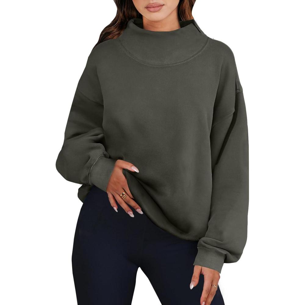 imageANRABESS Womens Oversized Sweatshirts Turtleneck Pullover Long Sleeve Hoodies Tops 2025 Fall Fashion Preppy OutfitsArmygreen