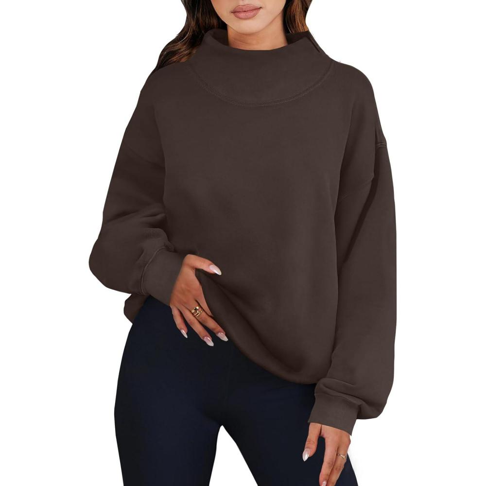 imageANRABESS Womens Oversized Sweatshirts Turtleneck Pullover Long Sleeve Hoodies Tops 2025 Fall Fashion Preppy OutfitsDeep Brown