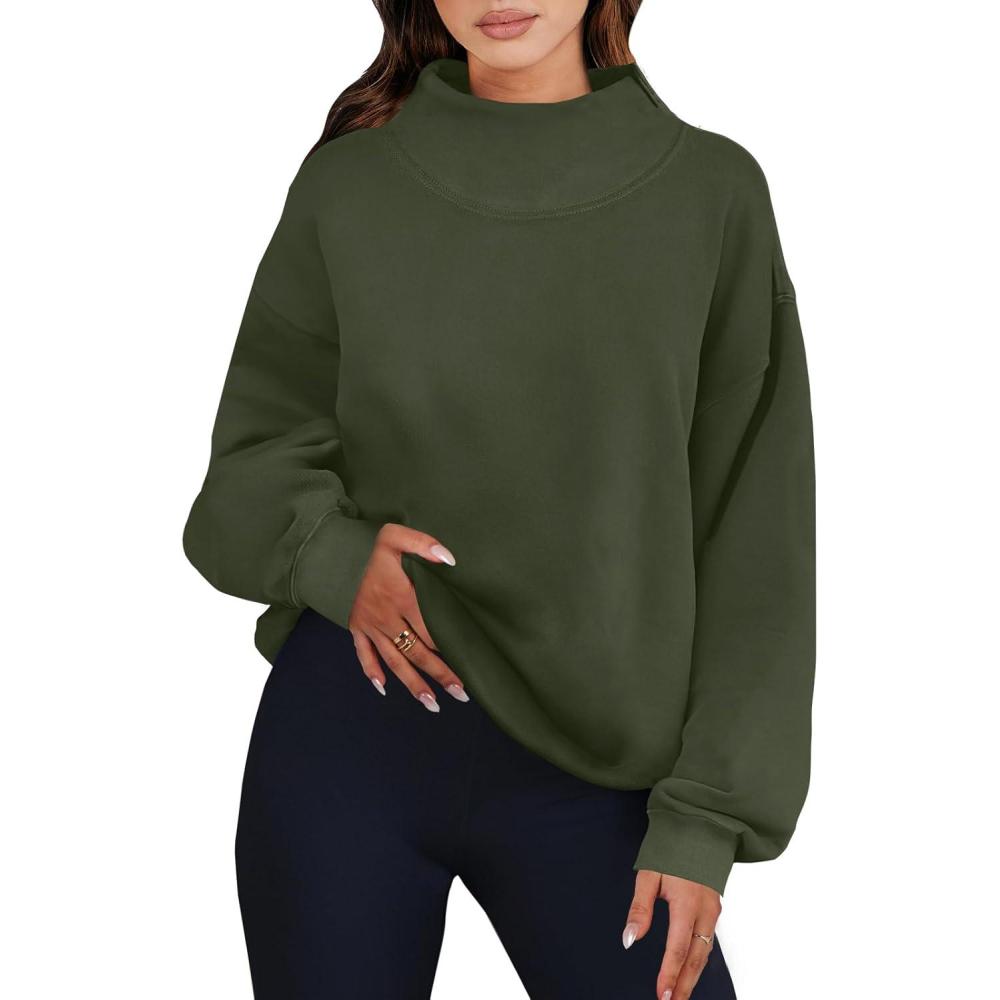 imageANRABESS Womens Oversized Sweatshirts Turtleneck Pullover Long Sleeve Hoodies Tops 2025 Fall Fashion Preppy OutfitsOlive