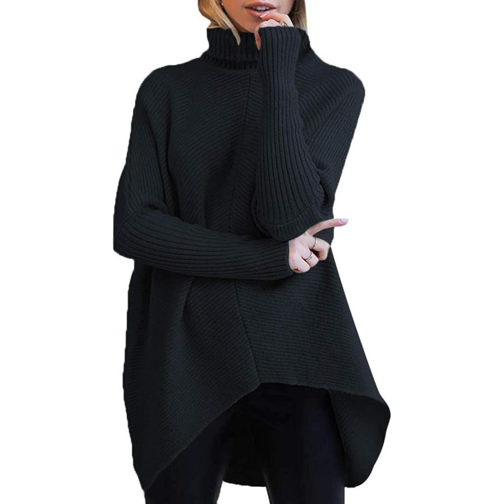 imageANRABESS Womens Oversized Turtleneck Batwing Long Sleeve Casual Cozy Baggy Knit Pullover Tunic Sweater 2025 Fall OutfitsBlack