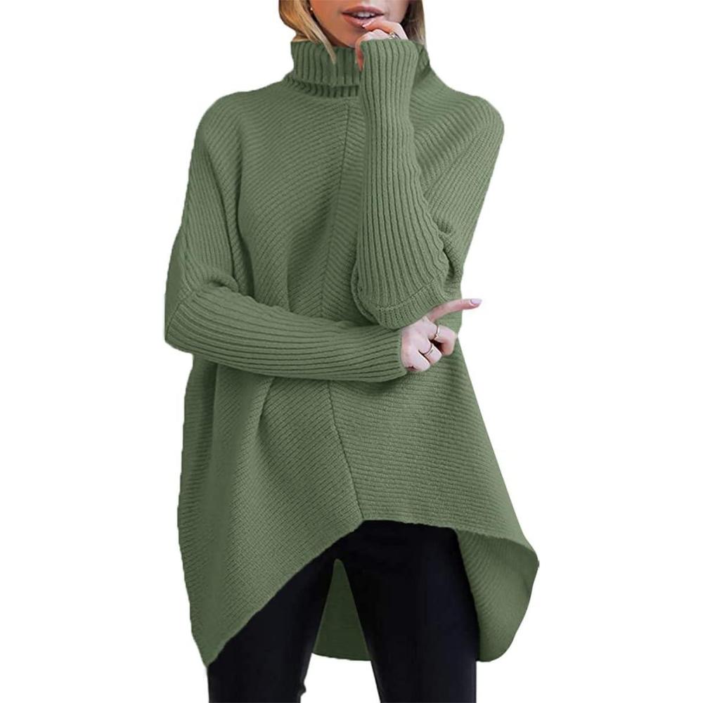 imageANRABESS Womens Oversized Turtleneck Batwing Long Sleeve Casual Cozy Baggy Knit Pullover Tunic Sweater 2025 Fall OutfitsCeladon