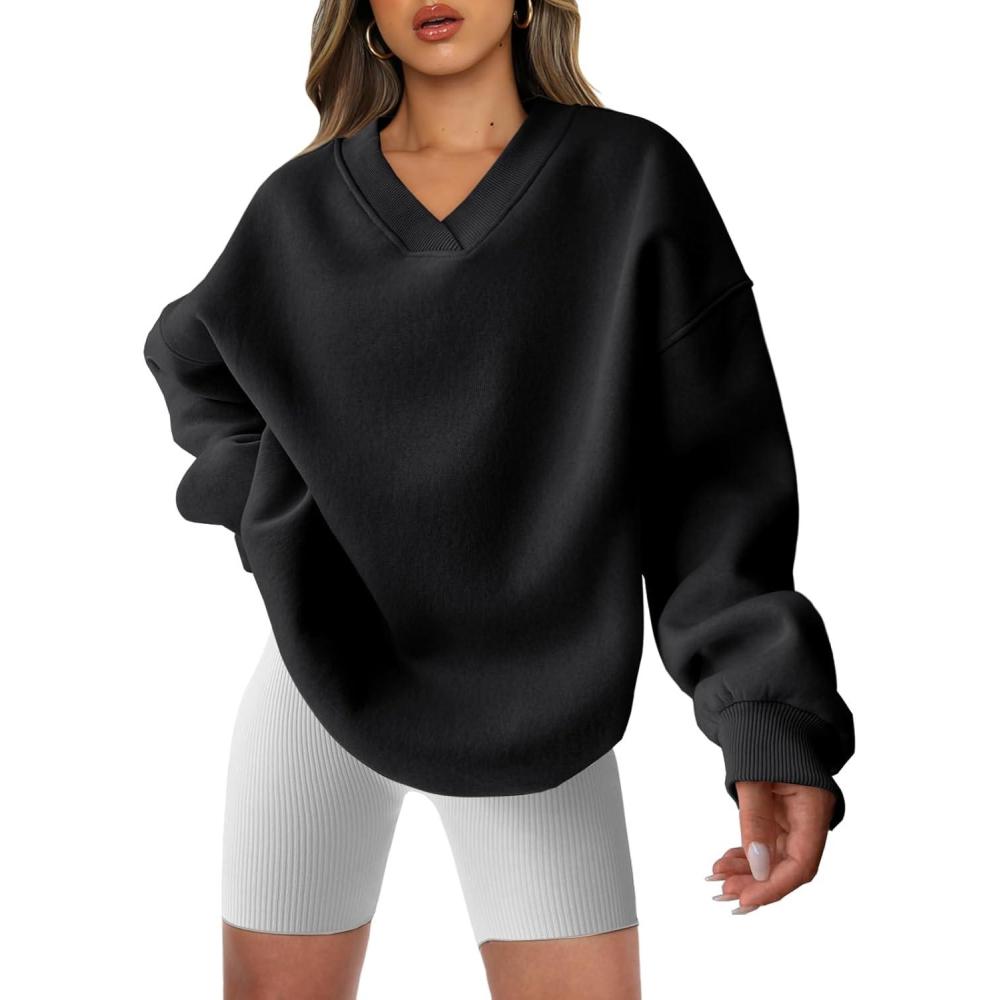 imageANRABESS Womens Oversized V Neck Sweatshirt Fleece Long Sleeve Hoodies Pullover Comfy Top Outfits 2025 Teen Preppy ClothesBlack